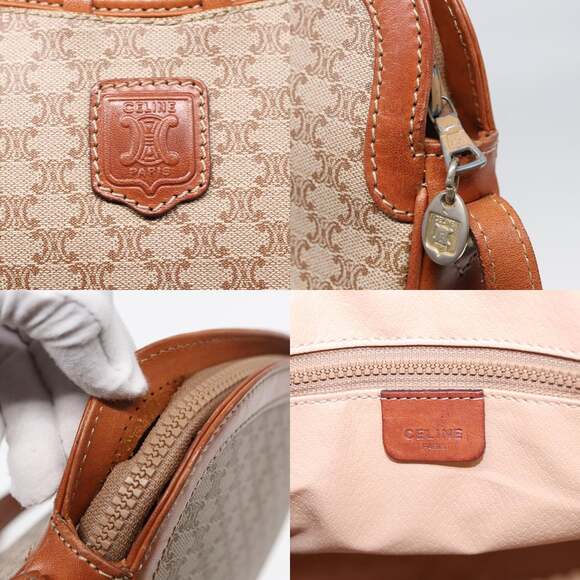 CELINE Macadam Canvas Shoulder Bag Beige Gold - Picture 11 of 13